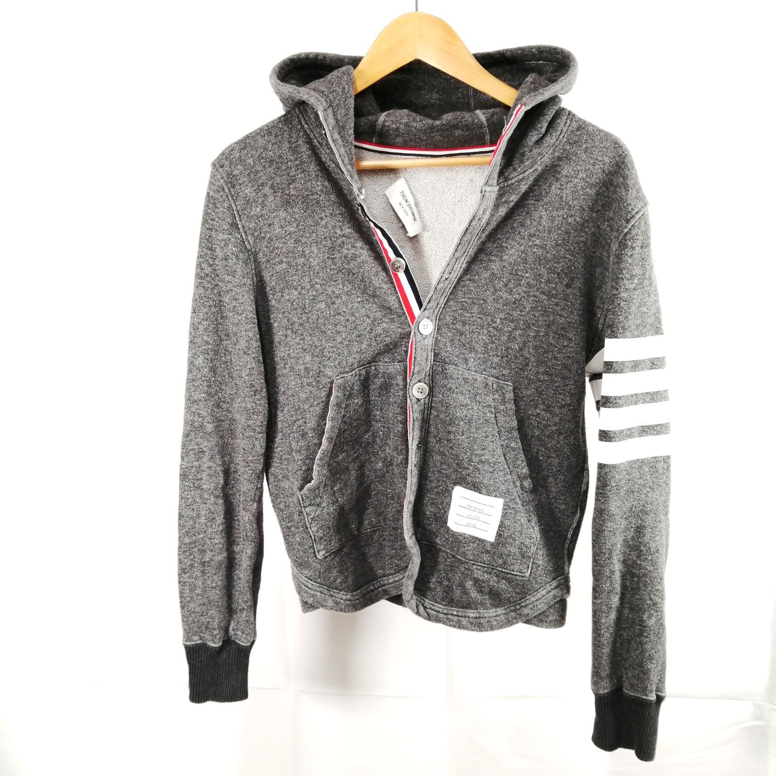 THOM BROWNE パーカー グレー SIZE4 Classic Loopback 4 Bar Full Zip Hoodie | Thom Browne