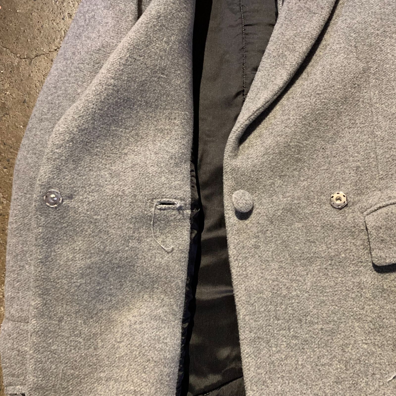 MM6 16aw ダブルチェスターコート ウール カットオフ フェイクボタン