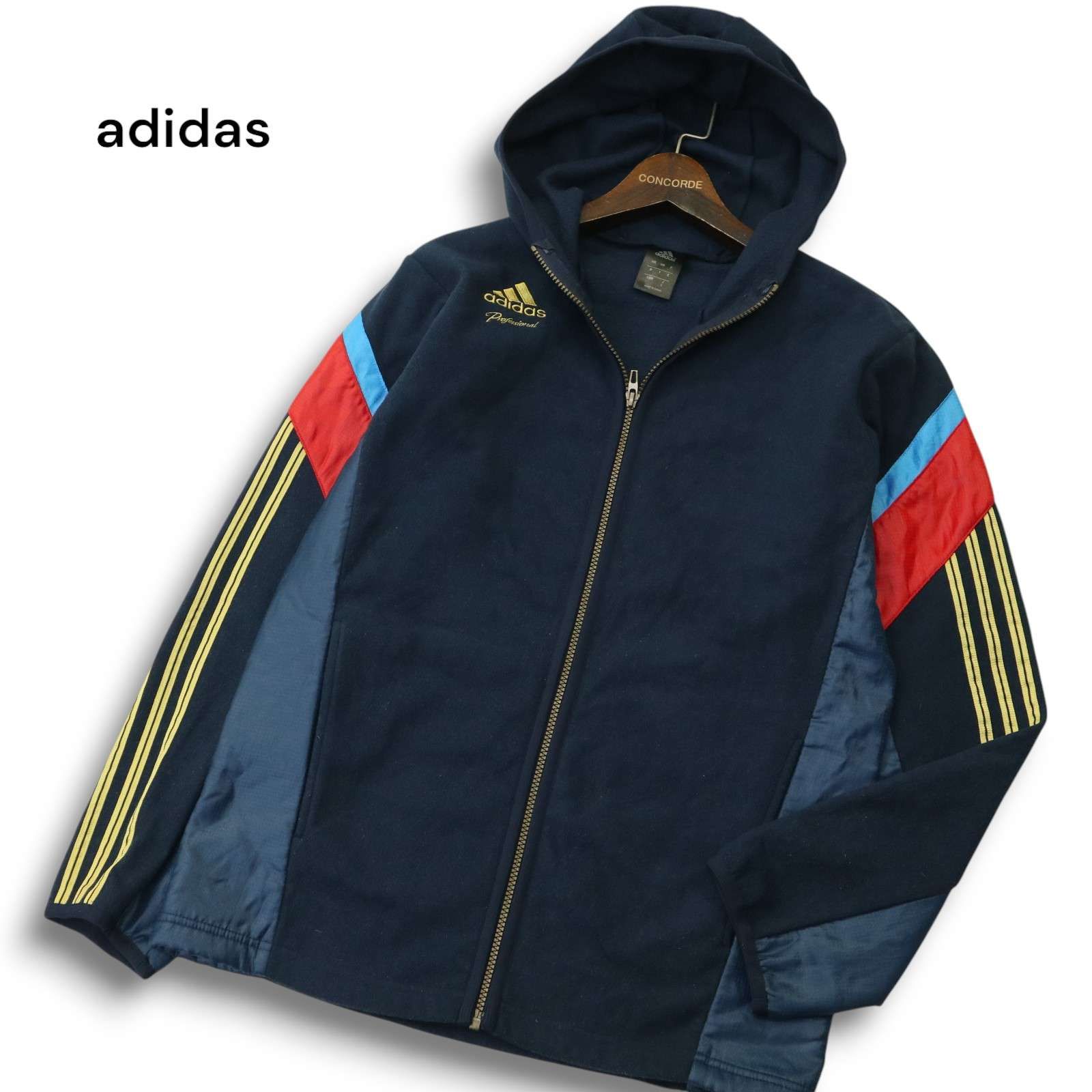 adidas アディダス 秋冬 ロゴ刺繍☆ 3本ライン フリース フルジップ