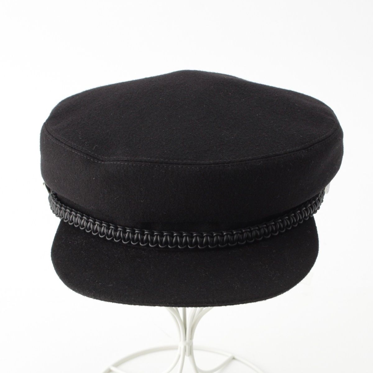 エルメス セリエ カシミヤ シルク シルバー金具 キャスケット ハット ブラック 57