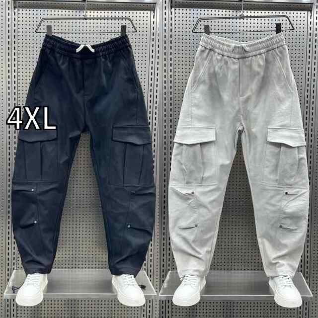 [4XL]秋冬 メンズ  服 シンプル ファッション オシャレ 大人 かっこいい 大きいサイズ ストリート 紳士服 秋 立体 カット ワイド レッグ パンツ ポケット ストレート カジュアル