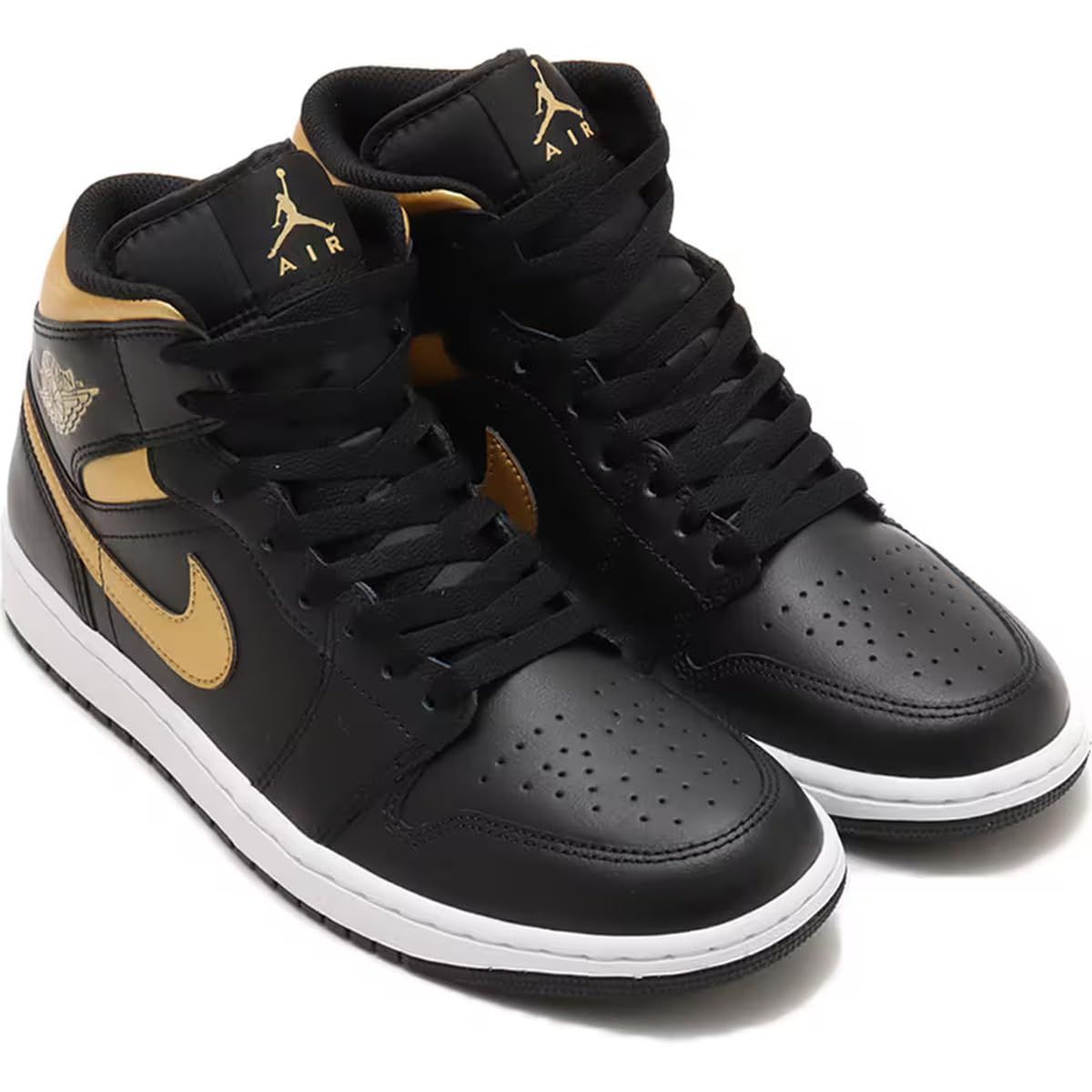 [ナイキ] エア ジョーダン 1 ミッド AIR JORDAN 1 MID ブラック/ホワイト/メタリックゴールド DQ8426-071 26.0cm [ブラック/ホワイト/メタリックゴールド] [26.0 cm]