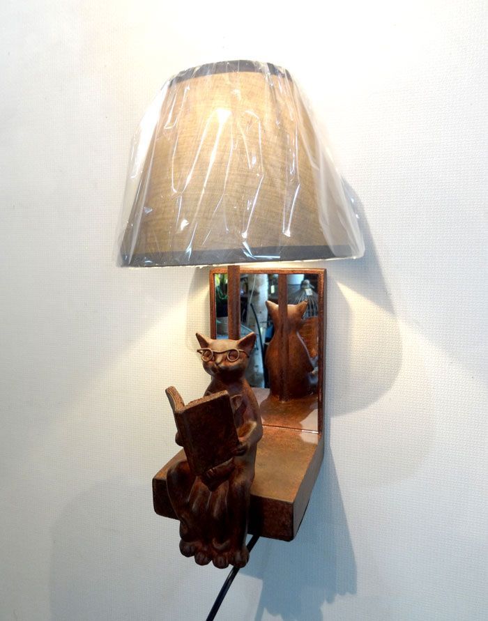 お取引 ☆新品 ウォールランプ 猫 ネコ ランプ 読書 親子ネコ 壁掛け