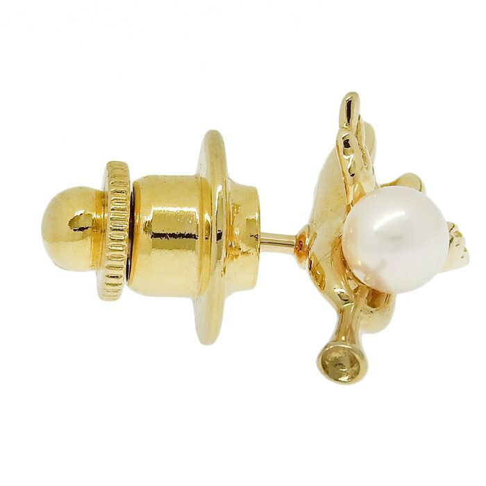 MIKIMOTO K18 パールブローチ⟡.· MIKIMOTO ミキモト エンジェル モチーフ パール ブローチ K18YG 750