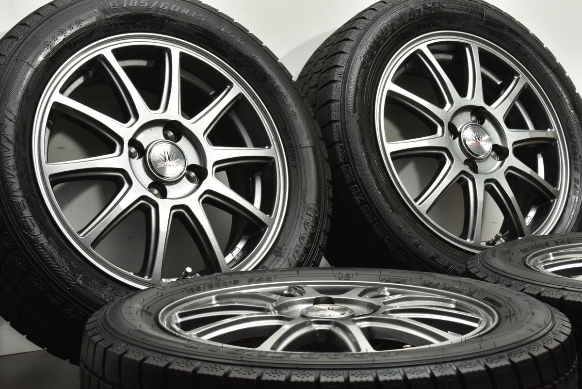 交換用に ロクサーニスポーツ 15in 5.5J 50 PCD100 グッドイヤー アイスナビ7 185 60R15 フィールダー アクア ヤリス フィット 可