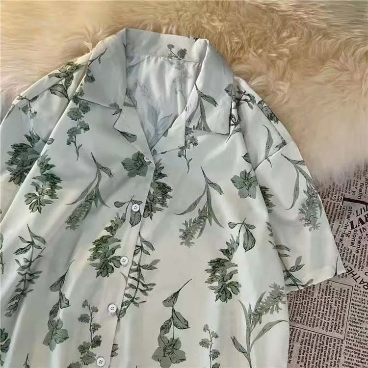 花柄 夏服 柄シャツ ブラウス 韓国ファッション レディース 通気