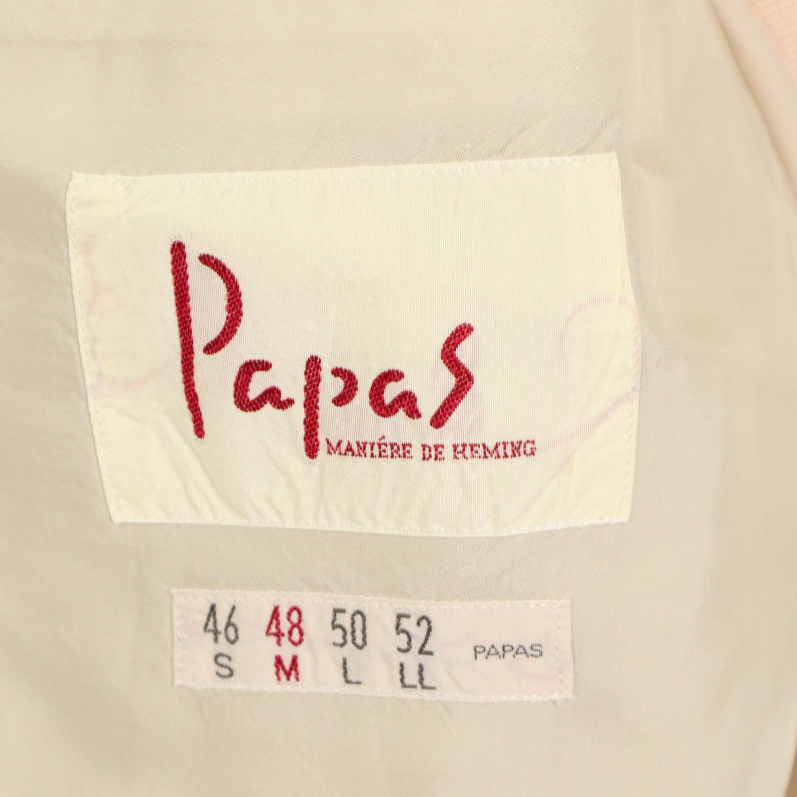 パパス プラス ソルビアッティリネン￼テーラードジャケット サイズL麻papas Papas パパス 春夏 背抜き☆ 麻 リネン テーラード ジャケット