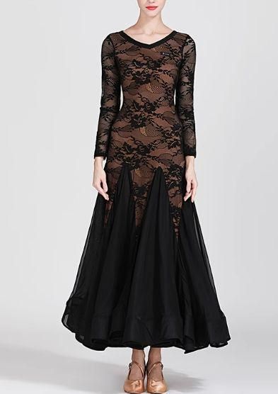 社交ダンスドレス モダンダンス 透けません レース オーダー