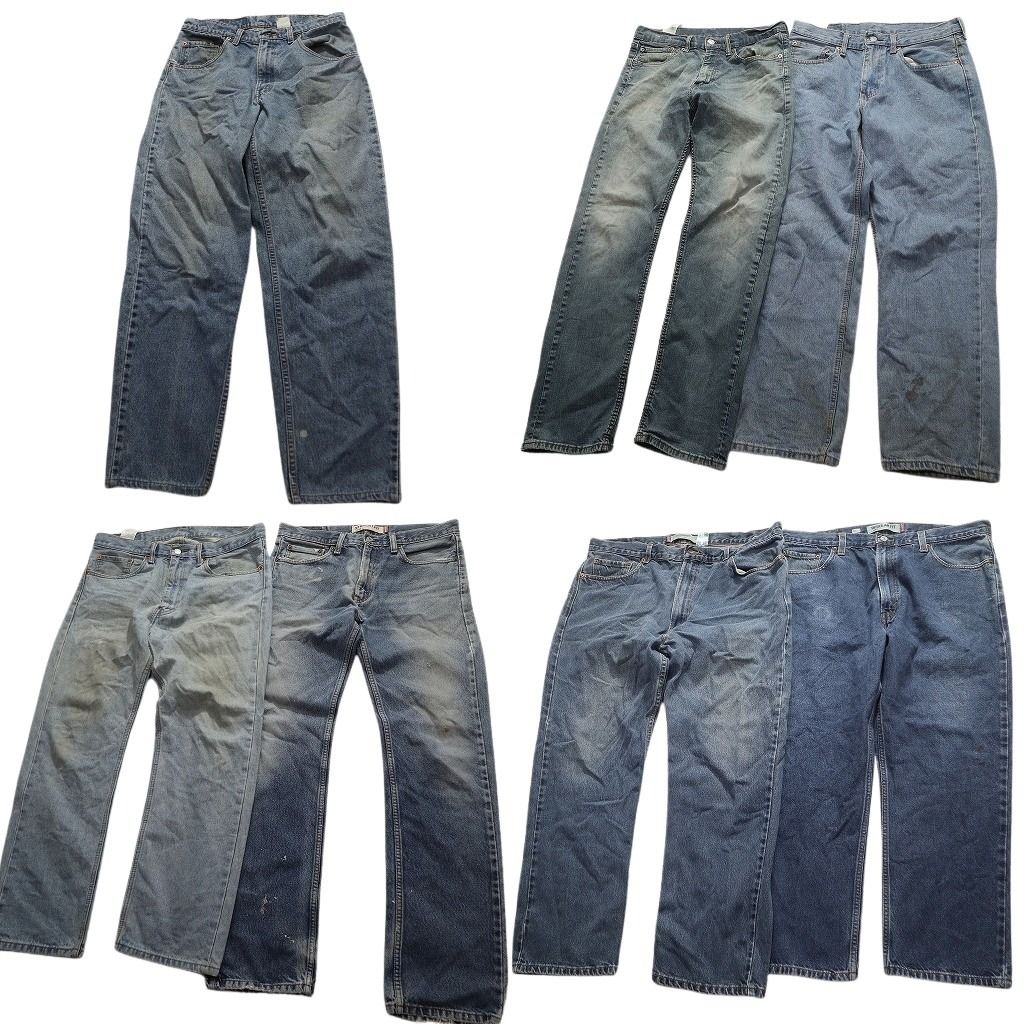 B品 古着卸 リーバイス 505-560 デニム パンツ 7枚セット メンズ 31 |32 |35 |40 インディゴブルー フェード 古着 NA6241