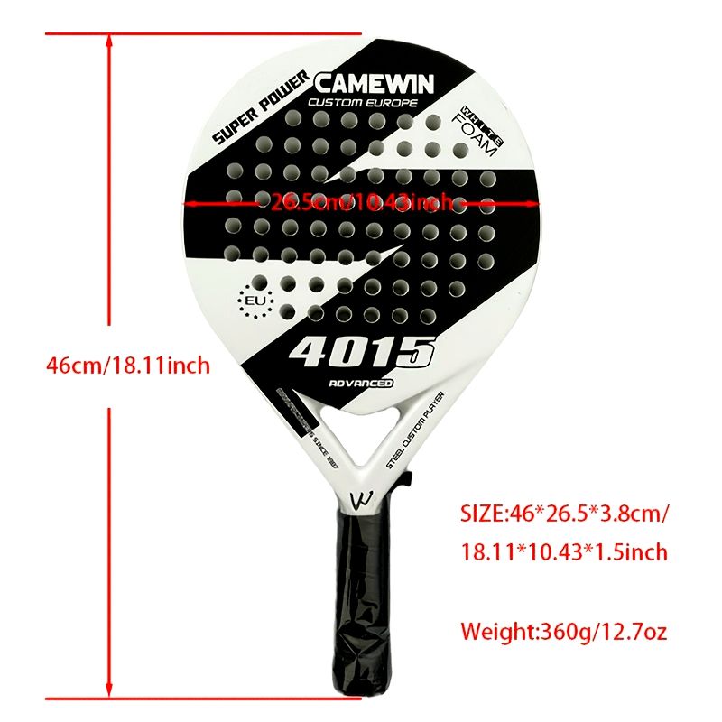 Camewin パデルテニスラケット 1個 - ソフトEVAフェイス ガラスファイバー キャリーバッグカバー付き - 軽量＆耐久性のあるアウトドアスポーツ用 7色オプション 赤 黒 黄 グレー 白 青 ピンク アウトドアスポーツ用品 | 大胆なグラフィック