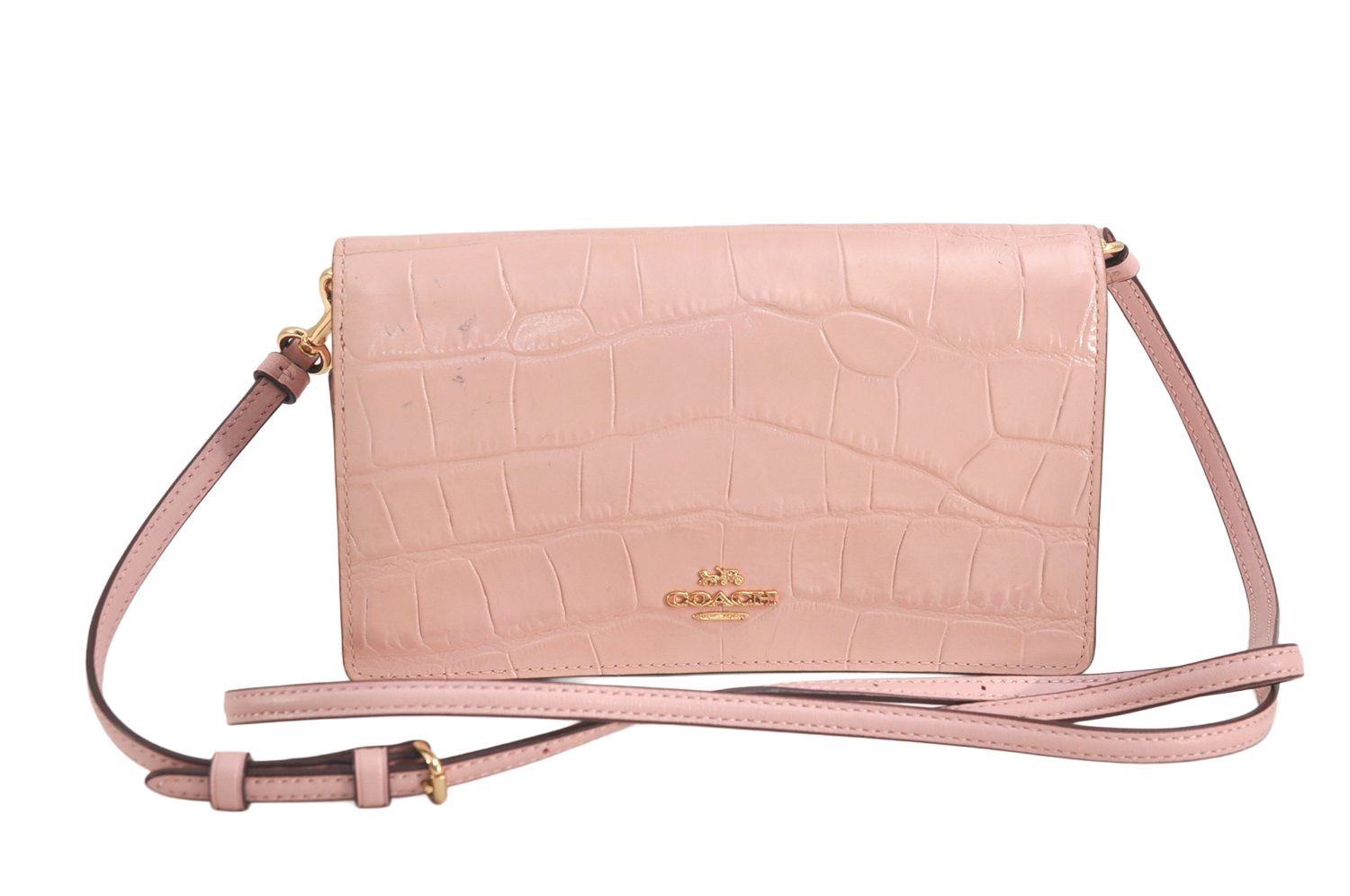 COACH コーチ ヴィンテージ 2Way ショルダーロングウォレット レザー ピンク 2915N