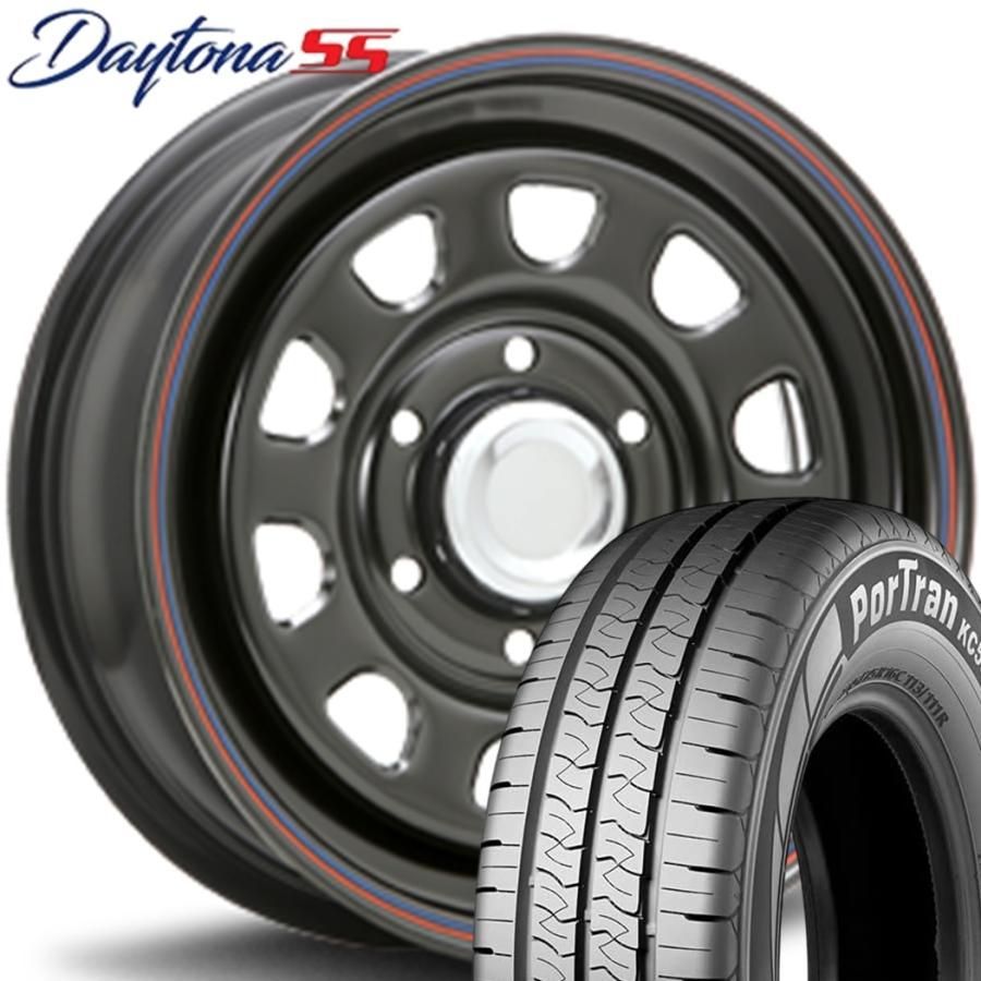 期間 ラジアル MLJ DAYTONA SS デイトナ SS 15ｘ6.5 ＋40 6H 139.7 ブラック 赤青ライン ｘ４本 KUMHO クムホ ポートラン KC53 195 80R15