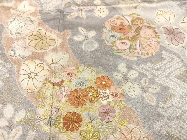 平和屋着物○創業460年・千總 訪問着 駒刺繍 絞り 雪輪花文 金彩