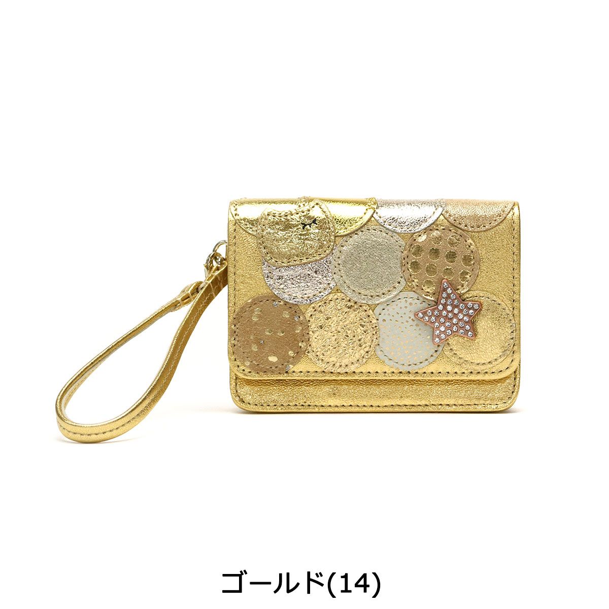 ツモリチサト折りたたみ財布金色ゴールド新品未使用ドットマルチ