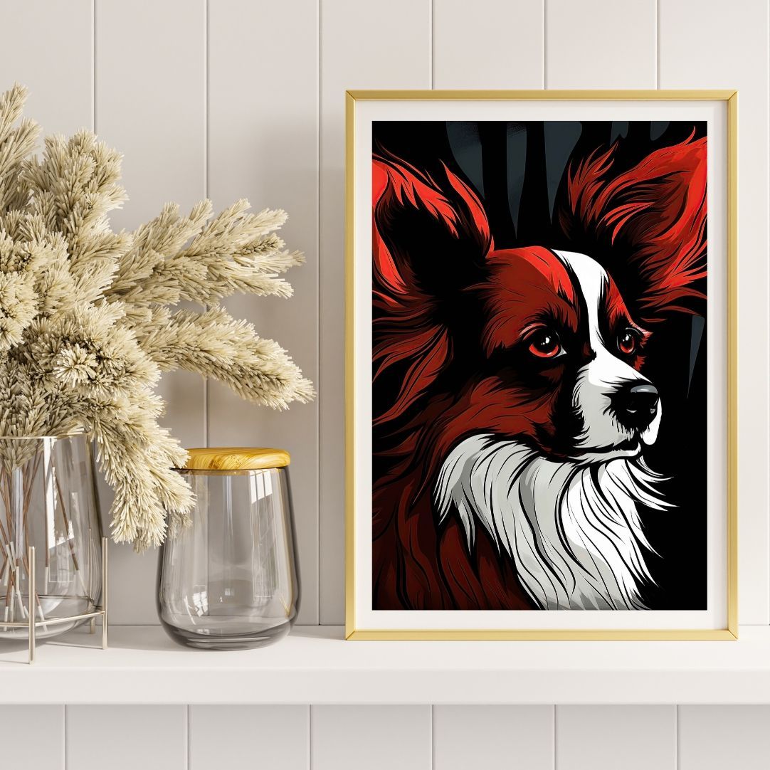 Trinity (トリニティー) - パピヨン犬 No.1】ジークレー版画＊名入れOK