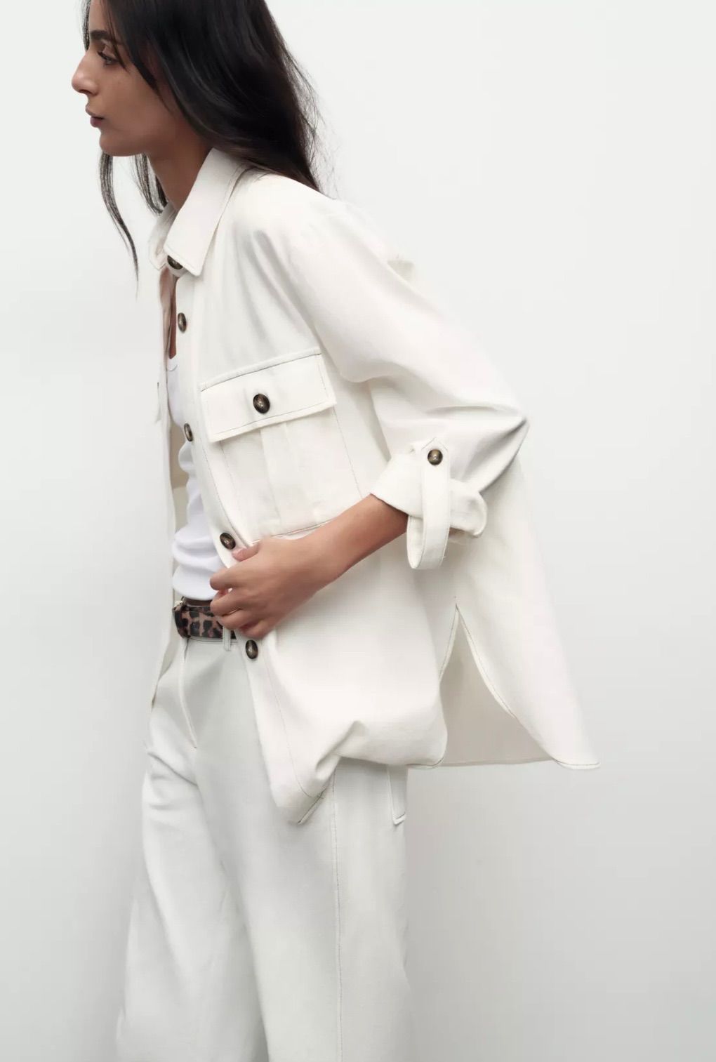 新品未使用ZARA(ザラ)ホワイトデニムシャツジャケットGジャン