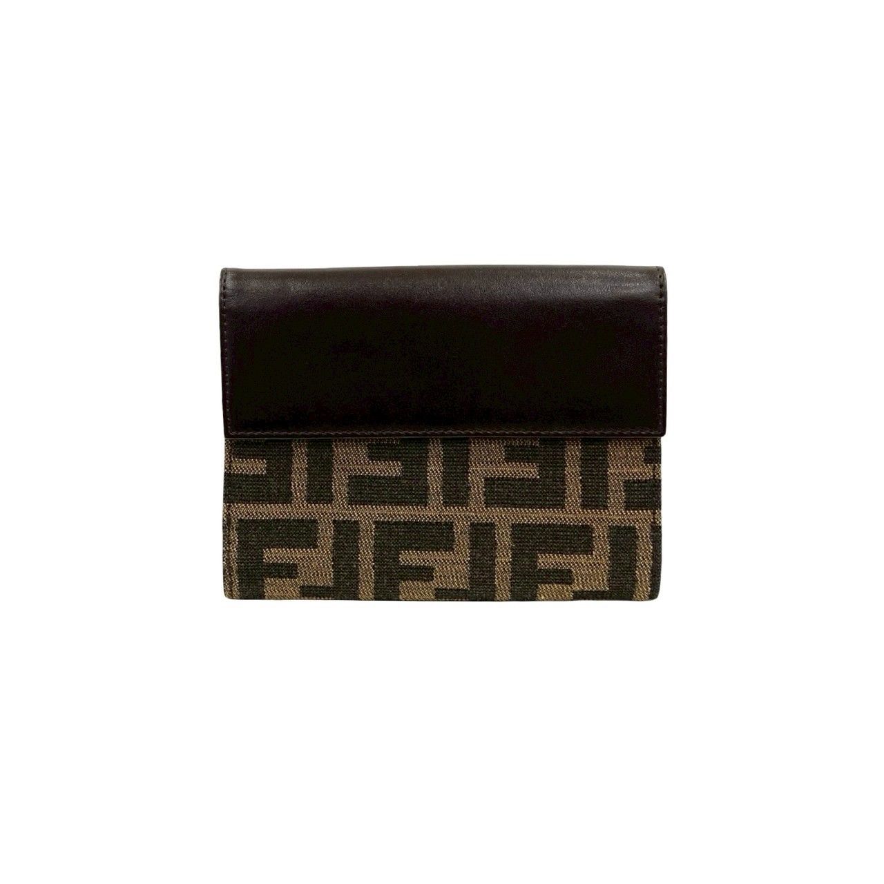 ✨FENDI✨フェンディ✨ズッカ柄✨FFロゴ✨ブラウン✨二つ折り財布✨ ほぼ未使用 FENDI フェンディ ズッカ 柄 FF ロゴ 金具 レザー 本