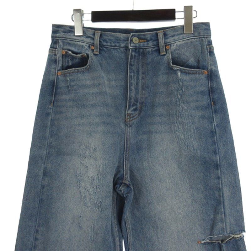 イエン YENN HIGH DAMAGED WIDE PT デニム ワイド パンツ ダメージ加工  