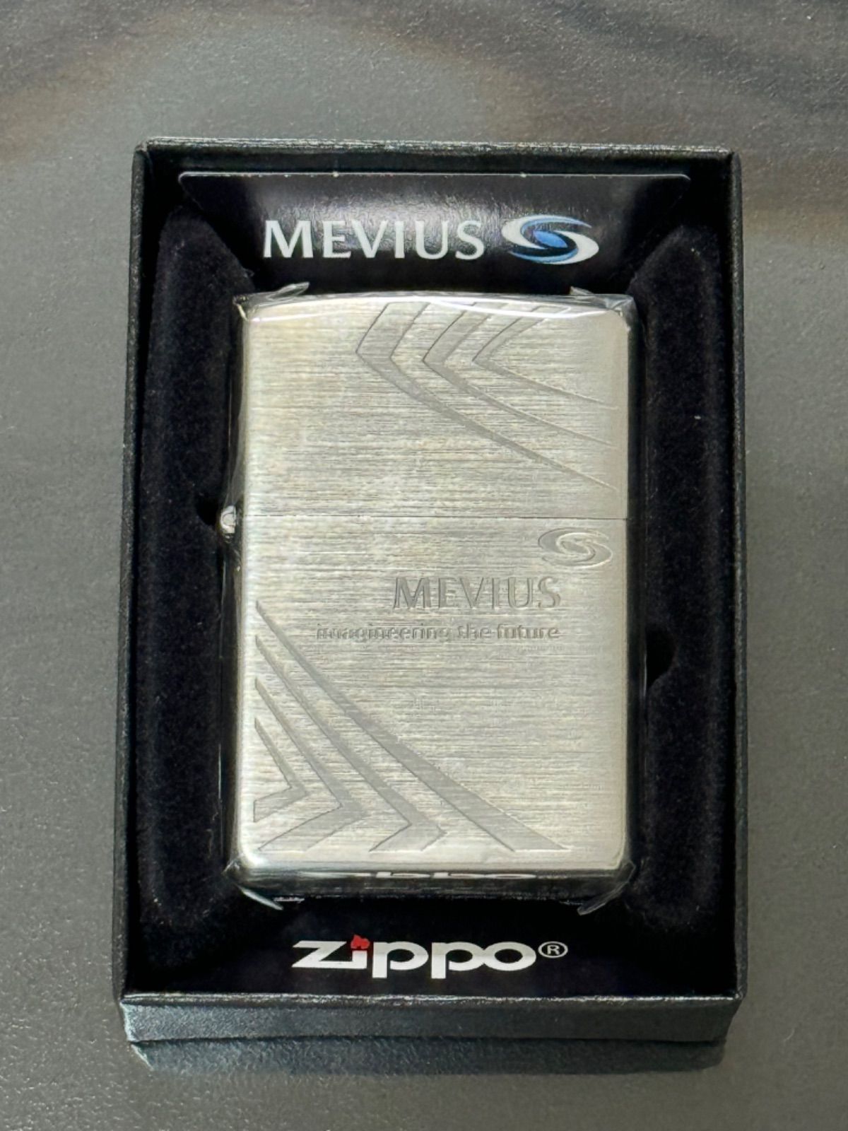 zippo MEVIUS silver 限定品 メビウス シルバー 2014年製 当選品 前面刻印 懸賞品 デットストック MILD SEVEN  マイルドセブン シルバーインナー 同年代 2014年製 ケース 保証書