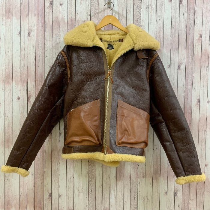 ザリアルマッコイズ THE REAL McCOY S D-1 94-3084-A 旧リアルマッコイズ 94年製 ムートンジャケット フライト レザー XL ブラウン 茶