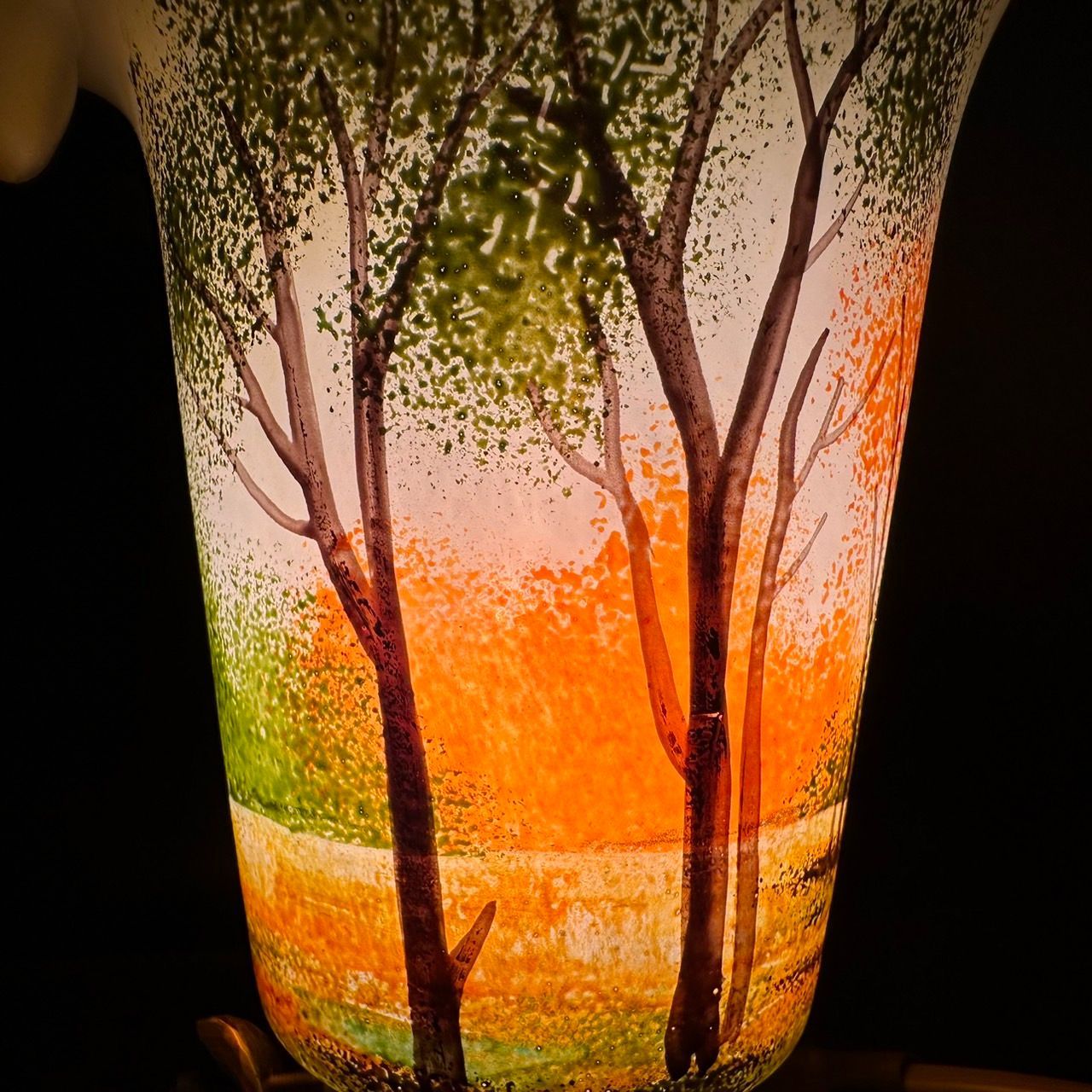 ドームナンシーフラワー卓上照明高さ22cm 被せガラスアンテルカレール