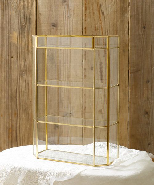 Salut! サリュ　ガラス4段ケース 美品】salut! サリュ ガラス四段ラック ディスプレイラック