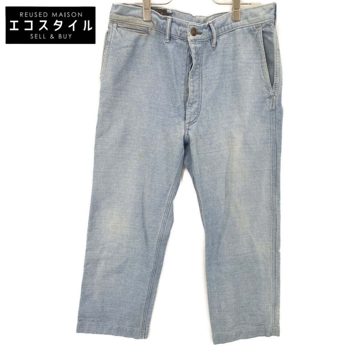RRL デニムチノ 30×30 RRL ダブルアールエル ﾗｲﾄﾌﾞﾙｰ ﾊｳﾝﾄﾞﾄｩｰｽ ﾎﾞﾀﾝﾌﾗｲ ﾃﾞﾆﾑﾊﾟﾝﾂ 32