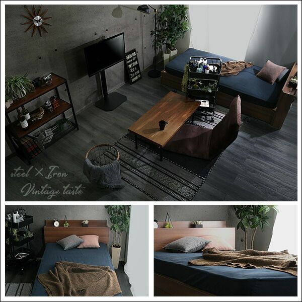 BROOK 棚 収納付きヴィンテージチェストベッド SDサイズ