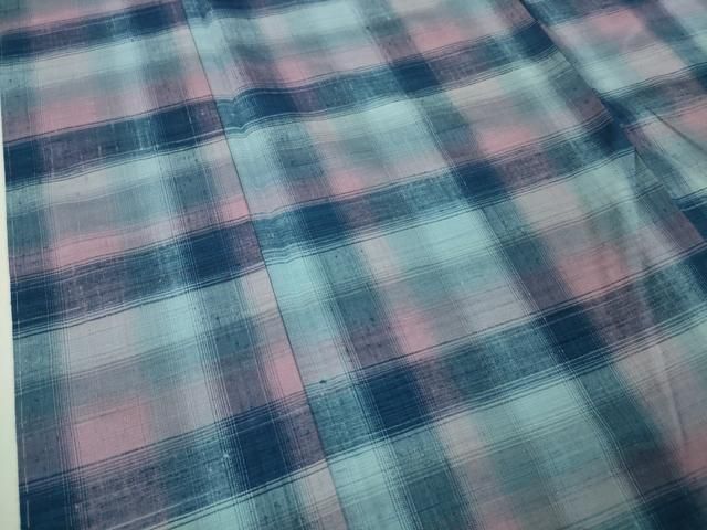 平和屋本店□極上 紅花紬 米沢 格子 そごう百貨店扱い 逸品 未使用