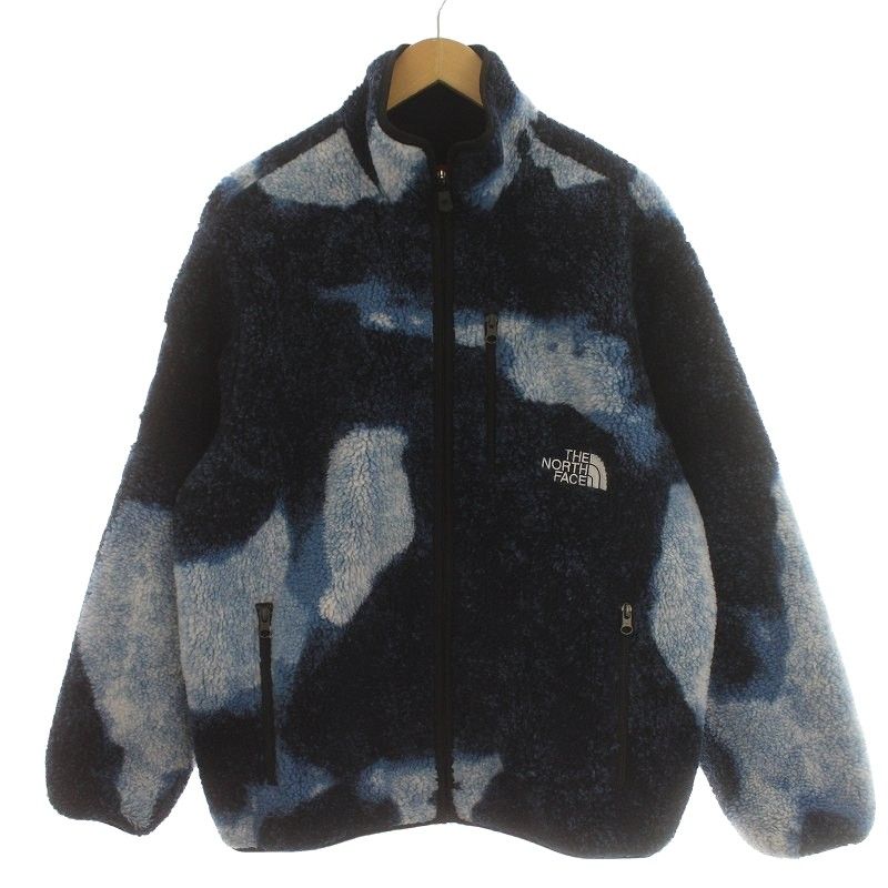ザノースフェイス THE NORTH FACE シュプリーム Supreme 21AW Bleached Denim Print Fleece Jacket ブリーチ デニムプリント フリース ジャケット ロゴ 刺繍 ジップアップ M NA521001