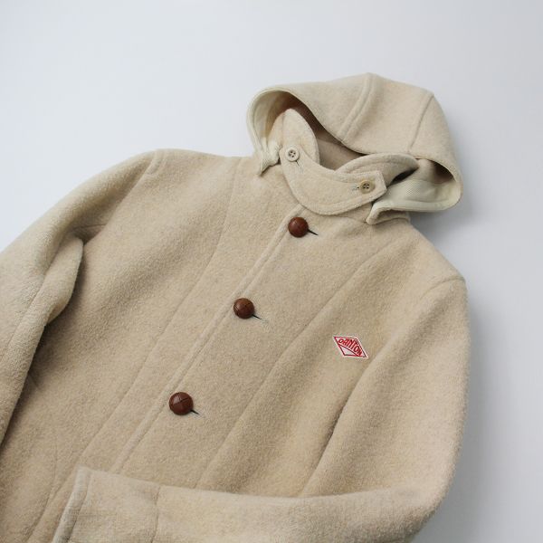 DANTONウールモッサWOOL MOSSER丸襟フード付ロングコート