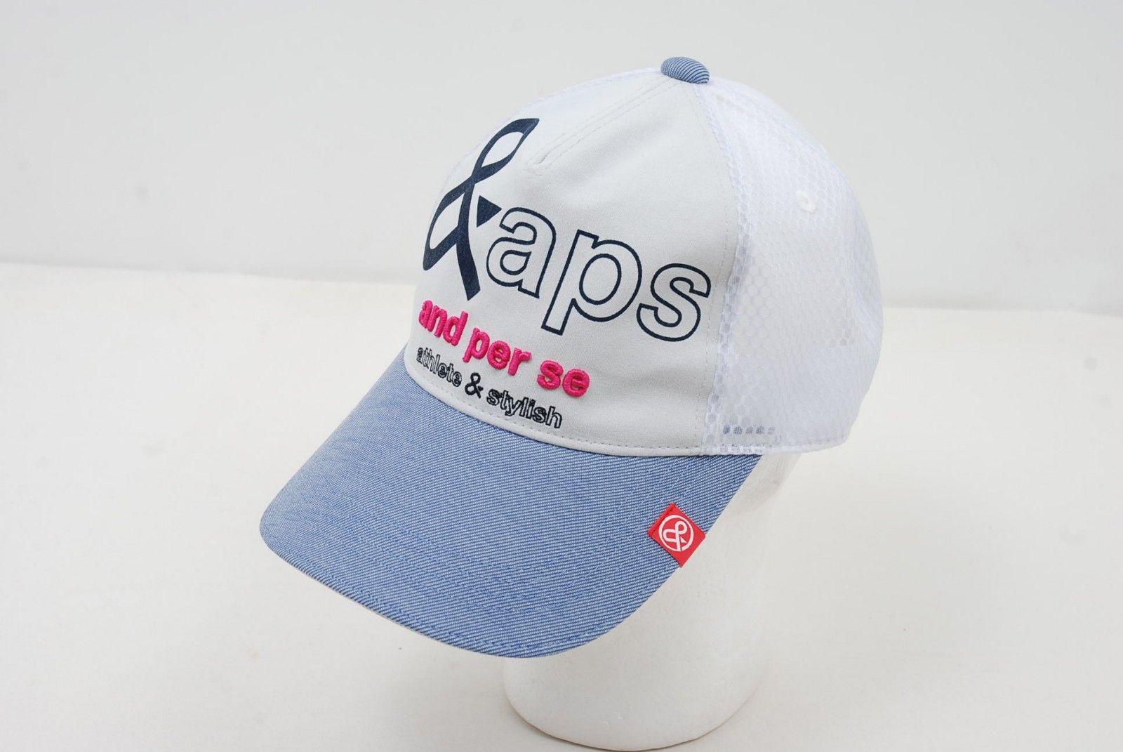 中古 アンパスィ and per se キャップ フリー グレー×ライトブルー メッシュ