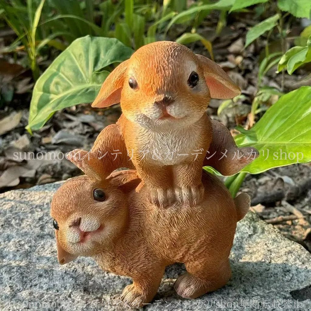 4-7 馬飛び 置物 インテリア おしゃれ 庭の装飾 お洒落 アニマル かわいい ガーデン ガーデニング 雑貨 2匹 ガーデン雑貨 うさぎ ガーデンインテリア ウサギ ガーデンオブジェ