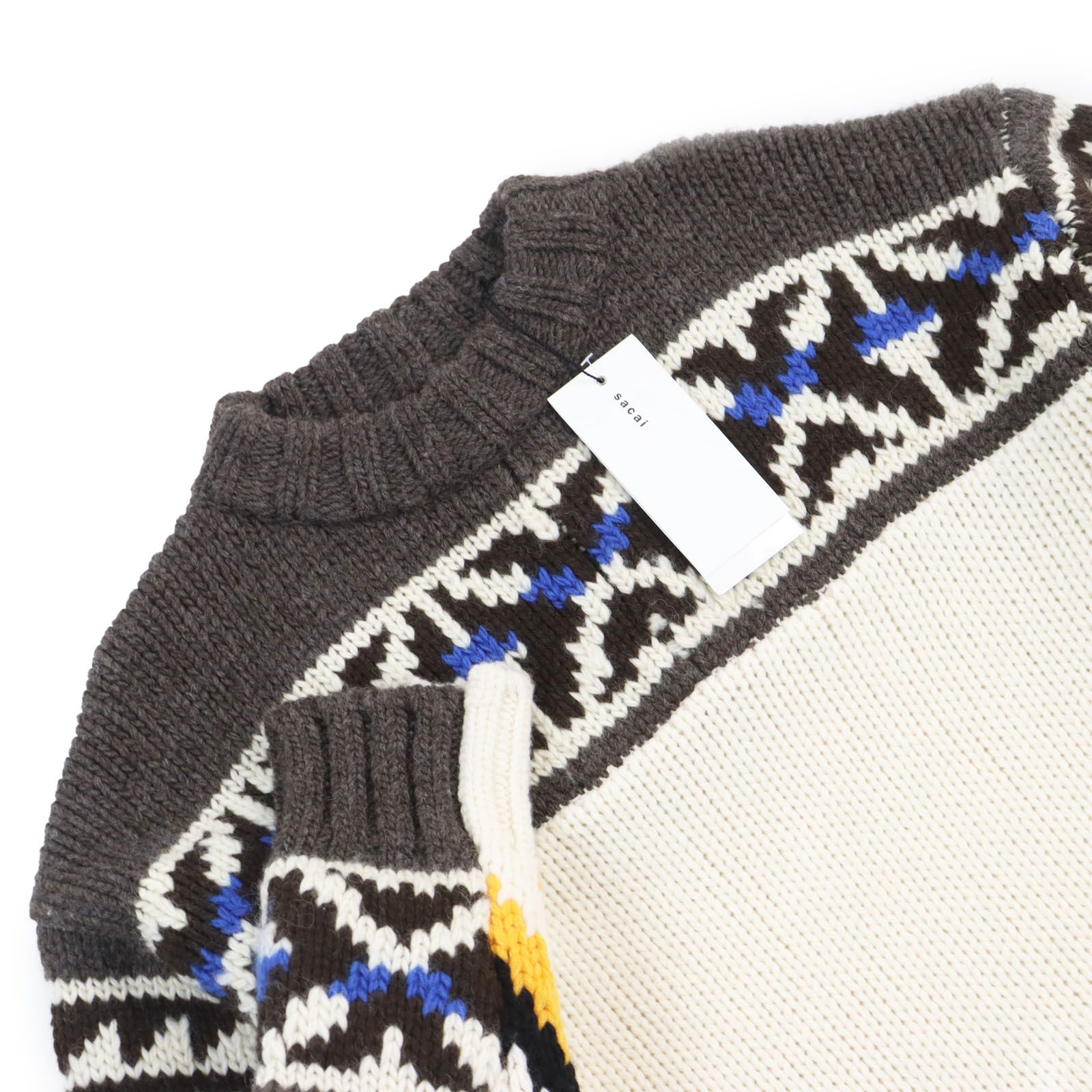 未使用品○Sacai サカイ 21AW 22-02908M Nordic Knit Pullover ノルディックサイドスリット クルーネック ニット  セーター マルチカラー 1 正規品 メンズ - メルカリ