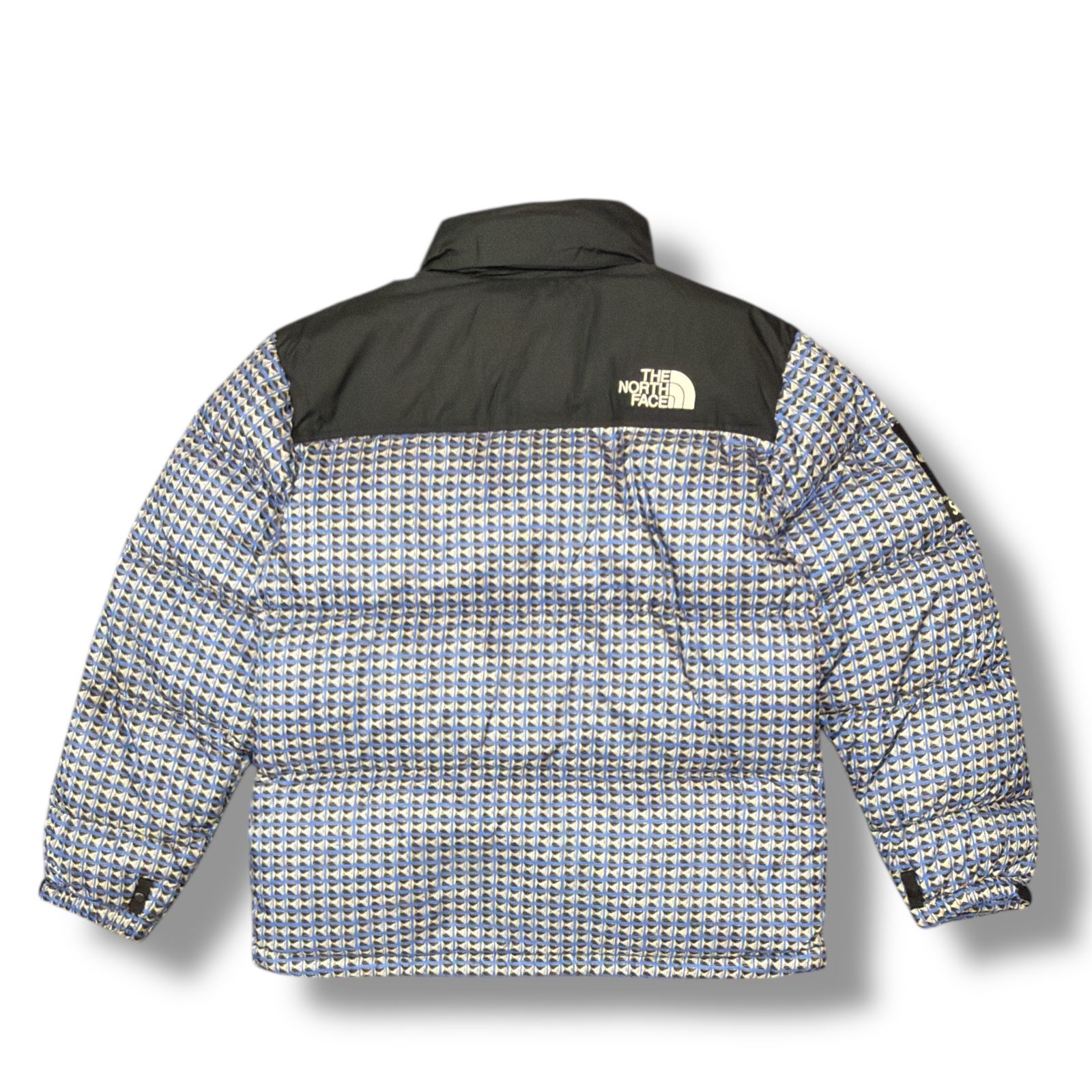 正規 Supreme 21SS ×THE NORTH FACE Studded Nuptse Jacket スタッズヌプシダウンジャケット シュプリーム ザノースフェイス コラボ ND42100I ブラック×ブルー L 89133A5