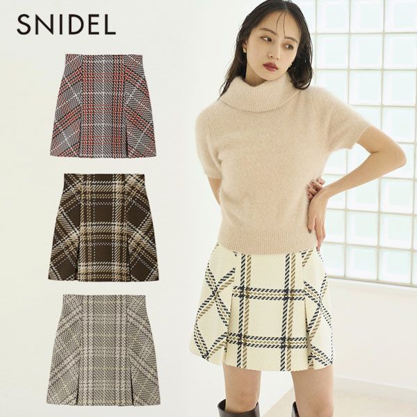 10%OFF スナイデル SNIDEL ボトムス 25秋冬 Sustainableロービングチェックミニスカート ミニ丈 swfs254143 swfs254144