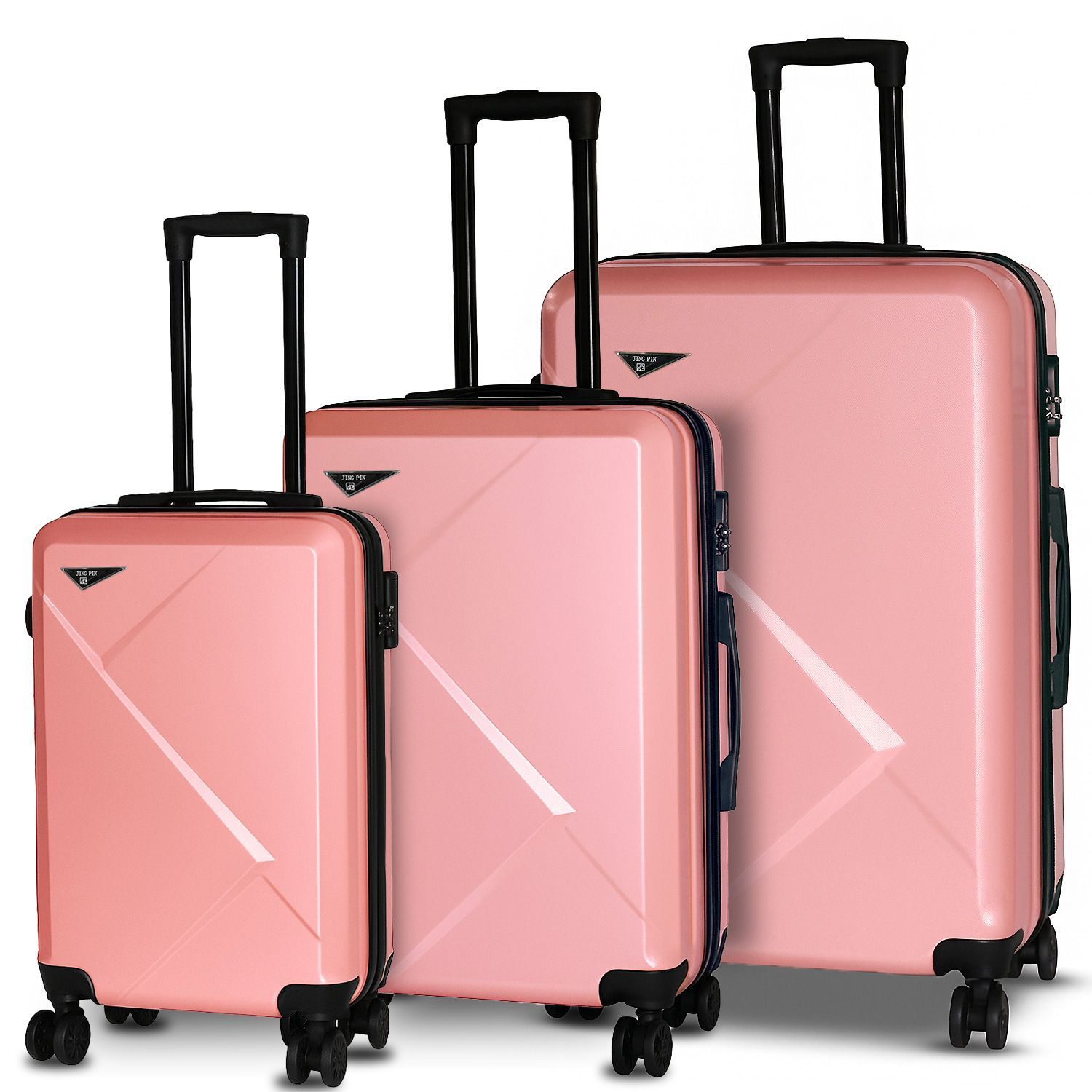 3点セット スーツケース キャリーケース キャリーバッグ 超軽量 S|M|L サイズ 5～7泊 大容量 静音 旅行 ビジネス 出張 修学旅行 旅行 ハードケース Transporter 送料無料 808-3set ローズゴールド