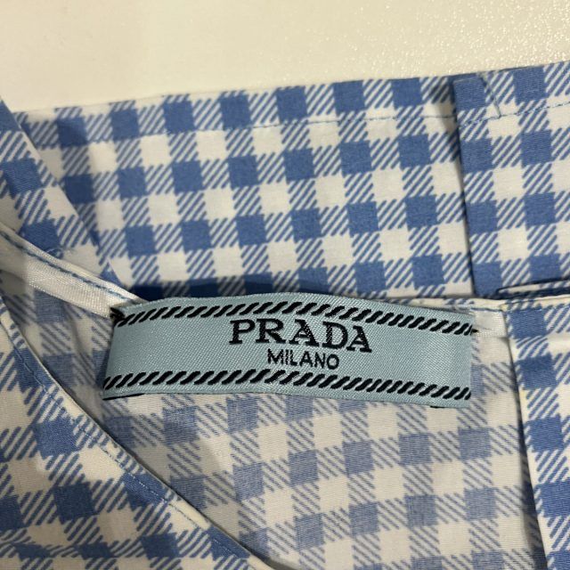 PRADA コットン フリル ノースリーブ ブラウス