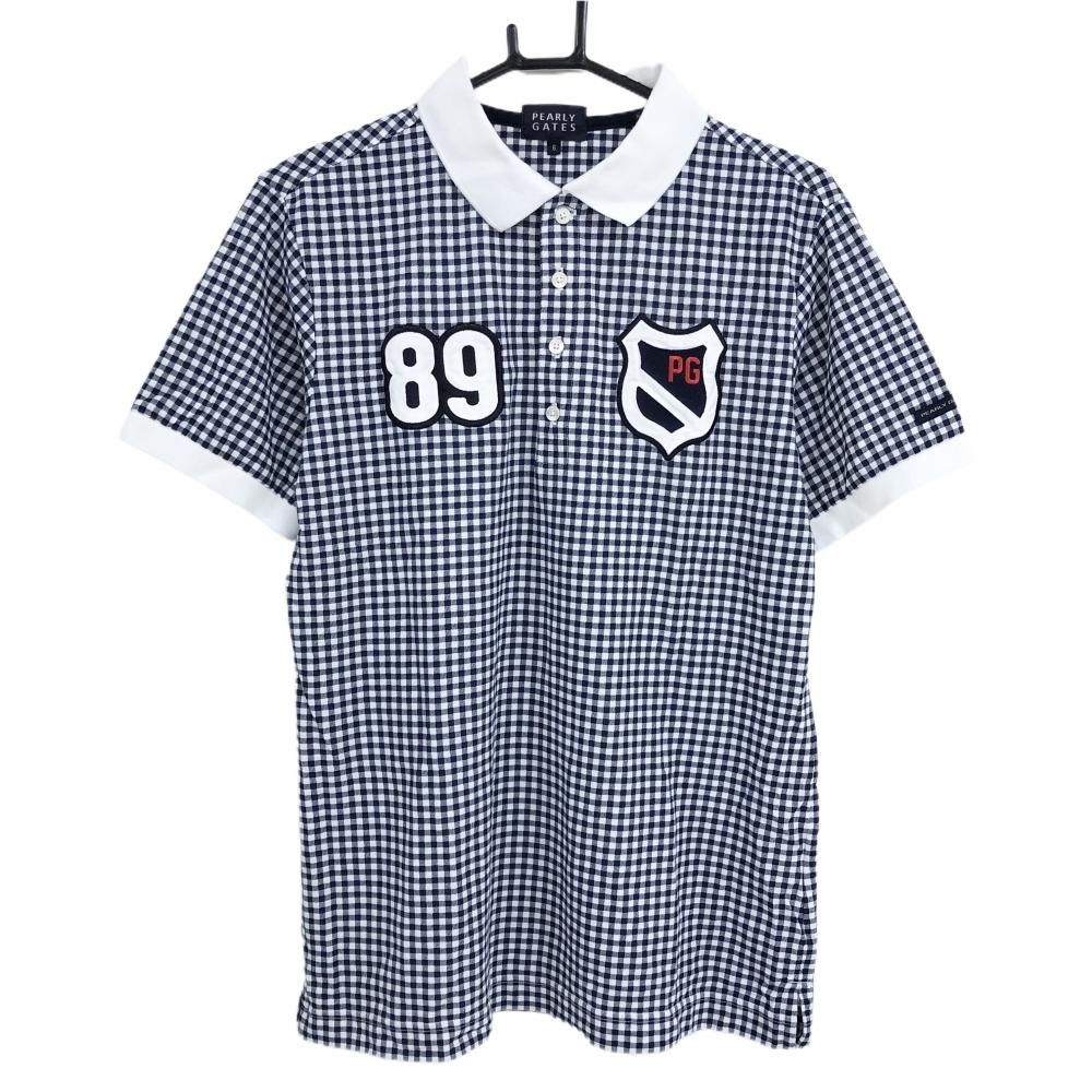 ☆特価☆パーリーゲイツ 半袖ポロシャツ 白×ネイビー チェック メンズ
