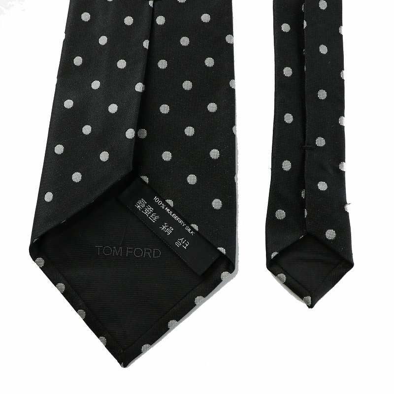 美品 トムフォード ネクタイ 水玉 ドット ダークグレー ゴールド シルク トムフォード TOM FORD ネクタイ 絹 シルク ワイドタイ 水玉