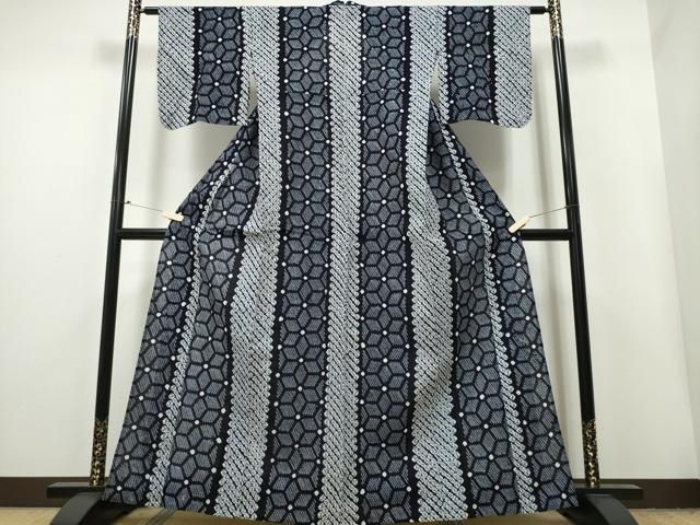 平和屋着物∴夏物 浴衣 有松鳴海絞り 麻の葉間道 綿 CAAY4522ng