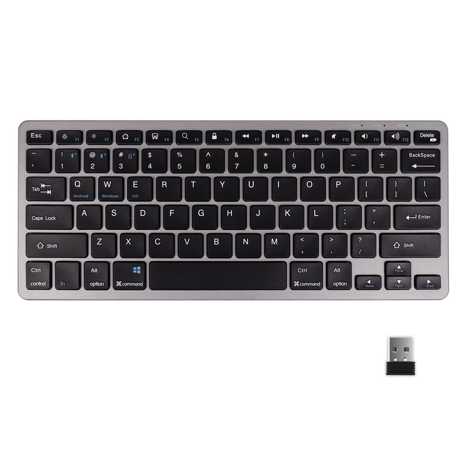 Umechaser キーボード ワイヤレス Bluetoothキーボード 英語配列 3台同時接続 無線 2.4 G USB充電式 静音 薄型 コンパクト携帯便利 タブレット パソコンPC用 Windows Mac iOS Android対応