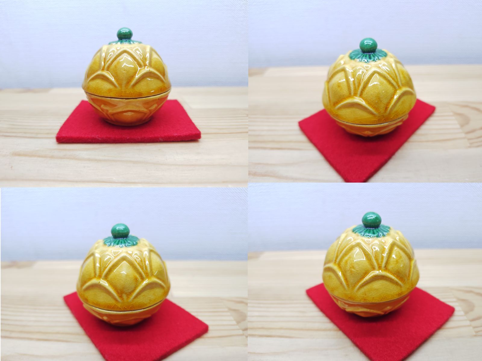 逢絢亭・新品】茶道具 香合 平戸焼 交趾 蕗薹 横石嘉助 共箱入り