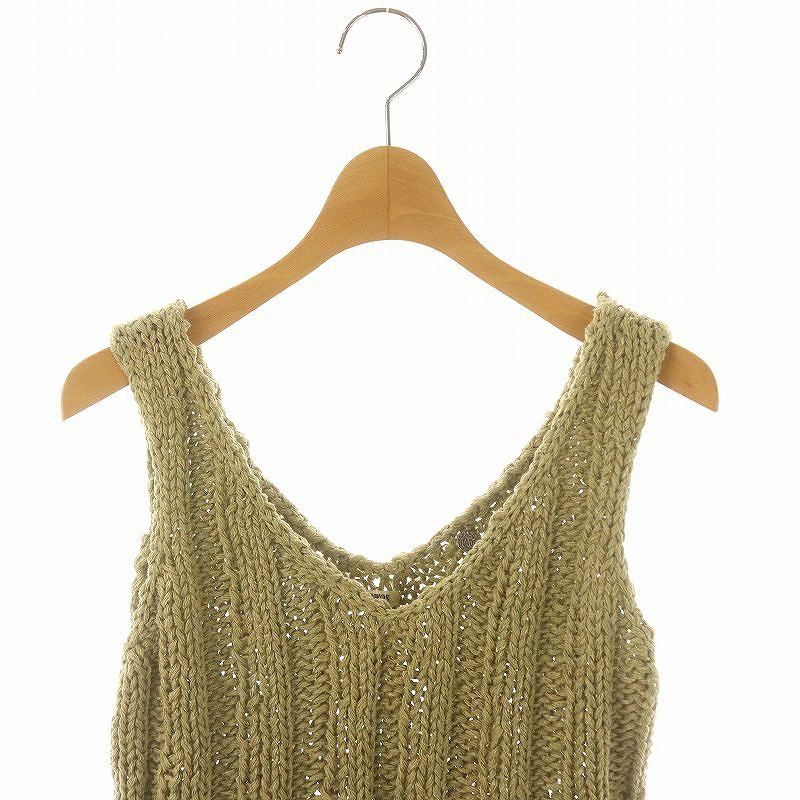 ノーウォス NOWOS Silk linen sleeveless knit ニット ベスト プルオーバー Vネック シルク リネン混 カーキ /ES  ■OS