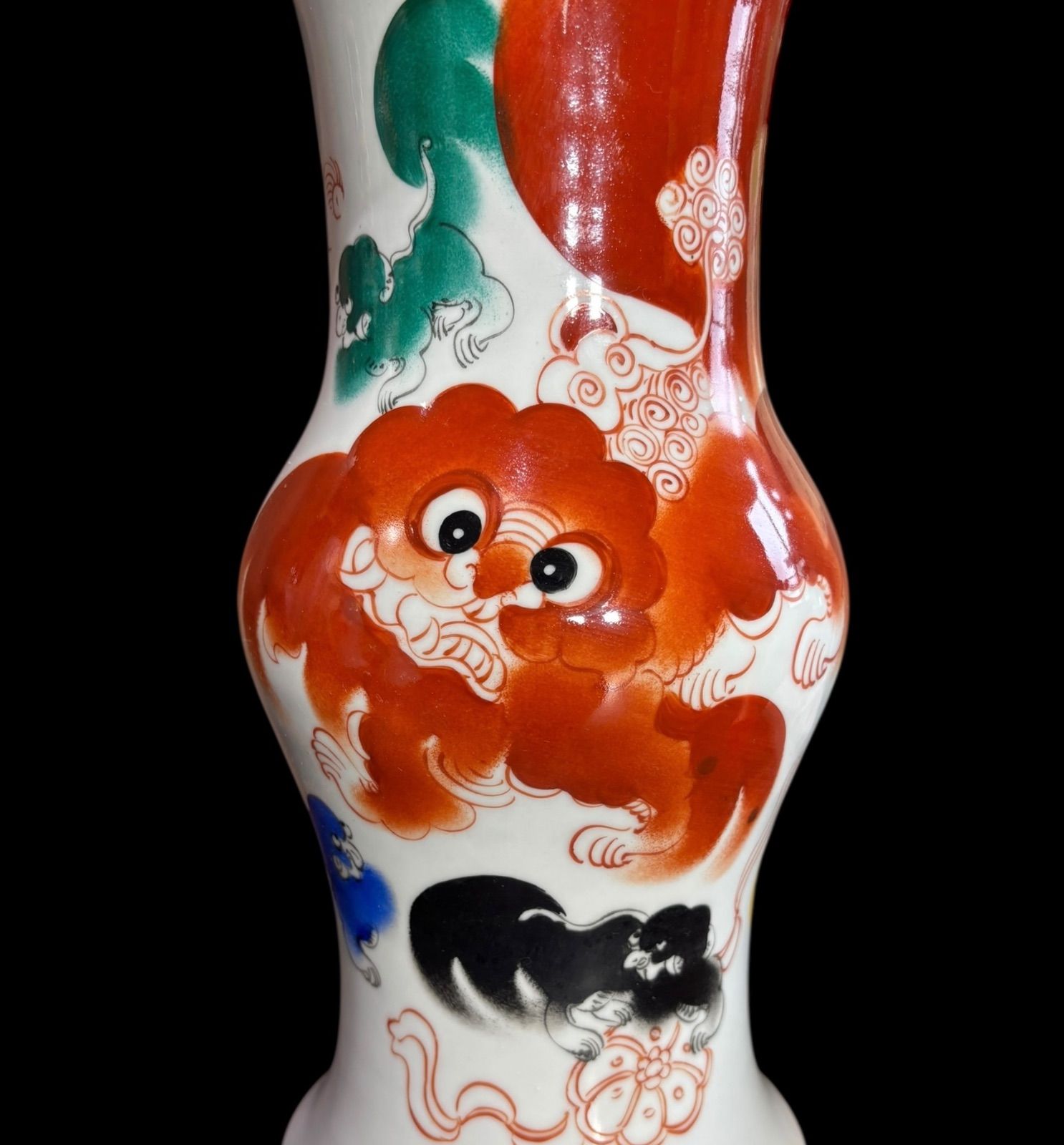 中国清末 民国時代 赤絵 麒麟 獅子花瓶 【公式通販】