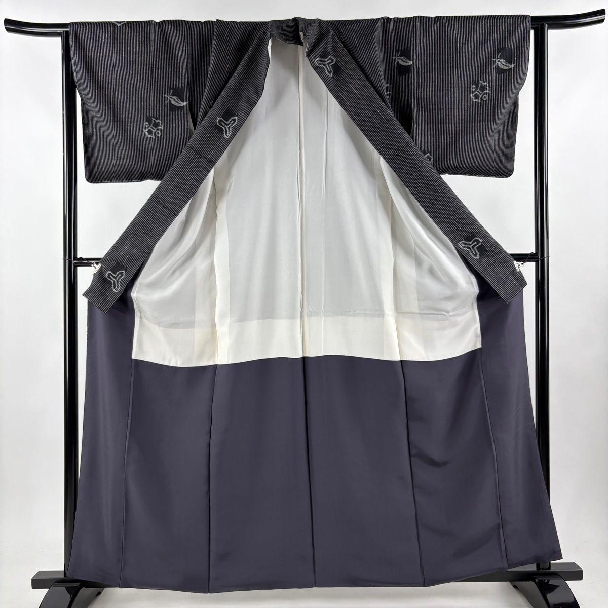 未使用近い　美品　袷　正絹　結城紬　小紋　フルセット　身丈157 裄丈66 未使用近い 美品 袷 正絹 結城紬 小紋 フルセット 身丈157 裄丈66