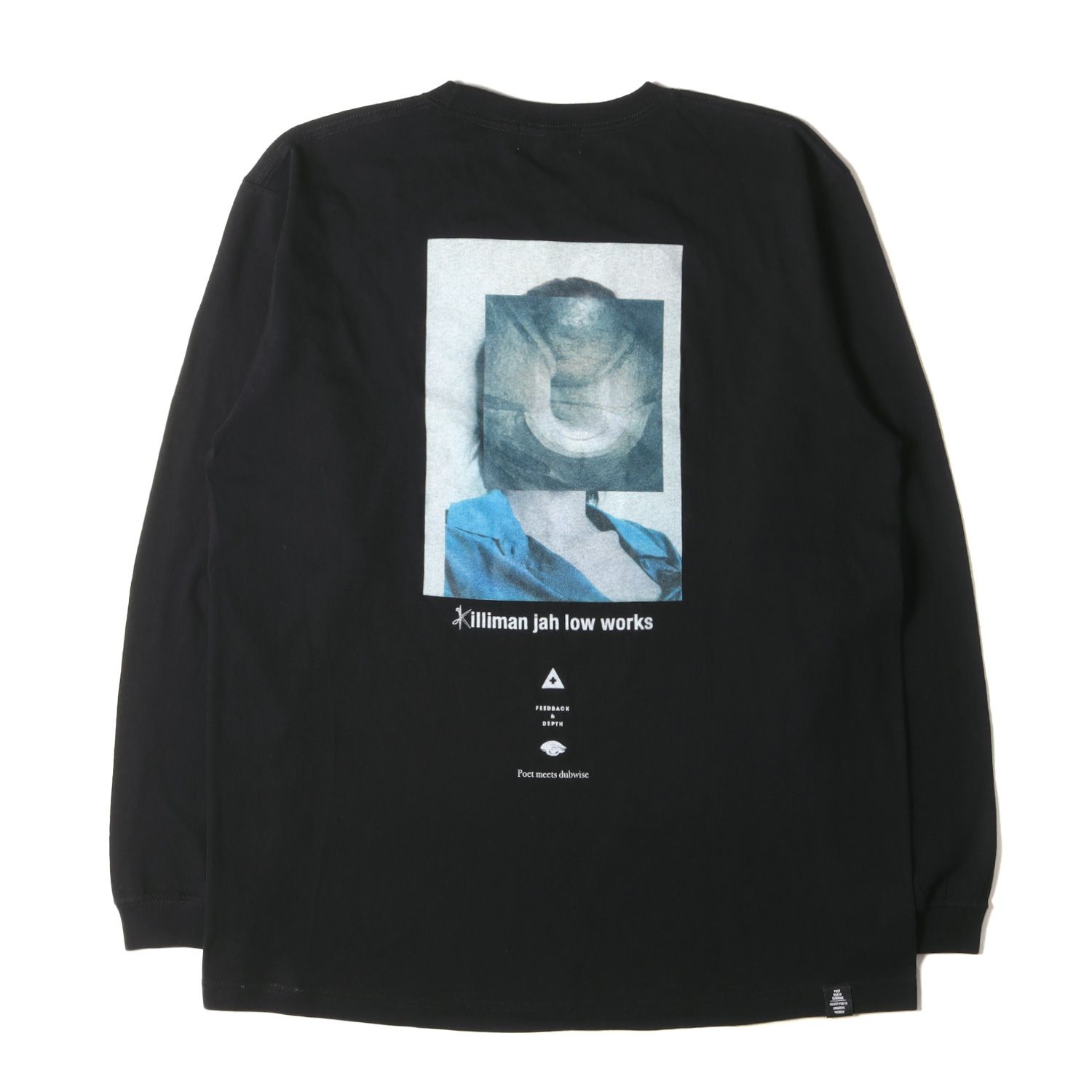 POET MEETS DUBWISE ポエットミーツダブワイズ Tシャツ サイズ:XL Killiman Jah Low Works コラージュグラフィック ロングスリーブTシャツ ブラック 黒 トップス カットソー 長袖【メンズ】