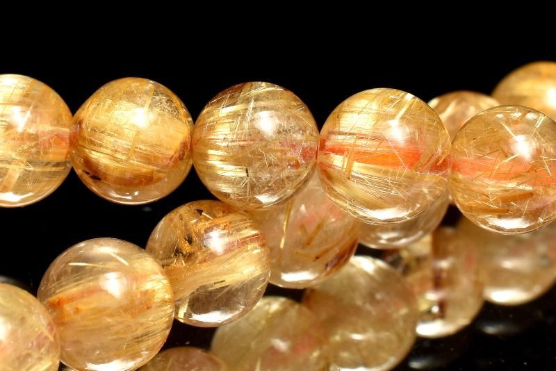 1点物】AA☆黄金針 ゴールドルチルクォーツ 7mm ブレスレット