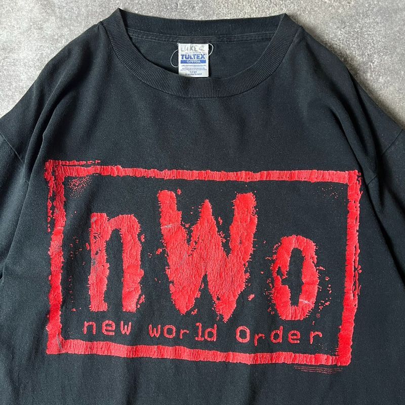 90s nWo New World Order ロゴ プリント 半袖 Tシャツ L / 90年代 