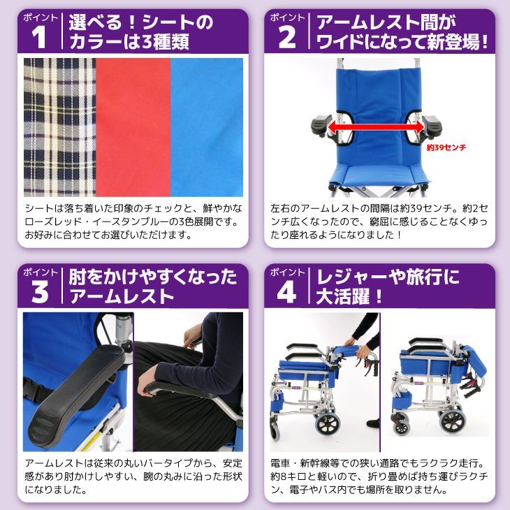 カドクラ車椅子 軽量 折り畳み 簡易型 ネクスト チェック A501-AK M